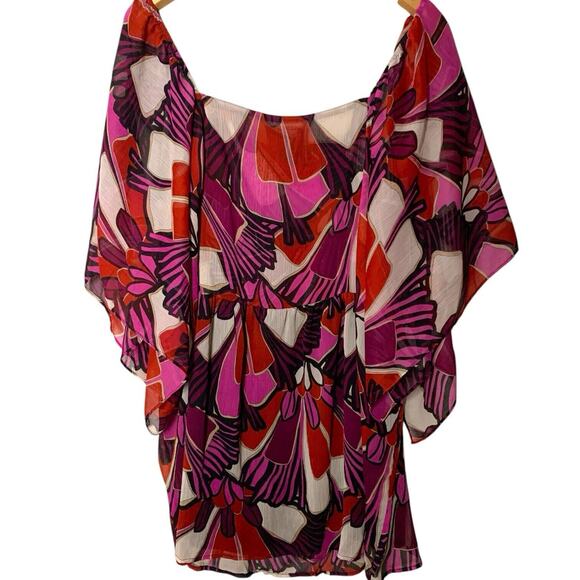 Lane Bryant Blouse Women's Size 22/24 Purple Semi-Sheer Lined Colorful Fairy - Picture 2 of 5
